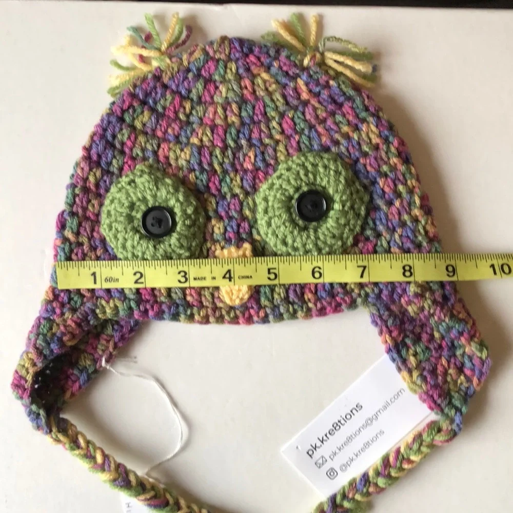 Handmade Crochet Owl Hat Multi color